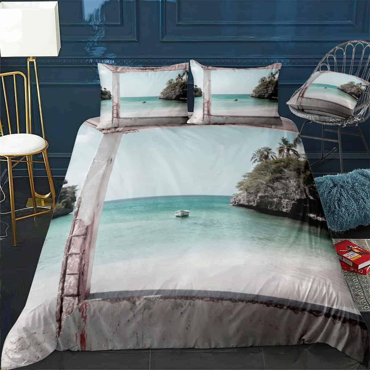 Blue Lagoon Beach Dream 2 Bedding Set (Duvet Cover & Pillow Shams)