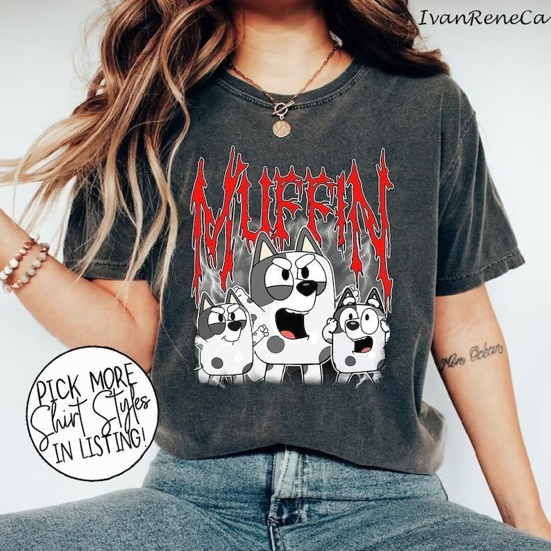 Bluye Muffin Metal Shirt Muffin Emotions Shirt Muffin Bluye Shirt Bluey Muffin Muffin Bluye Cartoon Muffin Heeler Shirt T-Shirts
