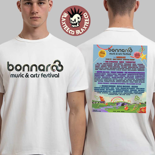 Bonnaroo Music And Arts Festival 2026 Full Lineup In Manchester Tennessee On June 11 12 13 14 2026 Two Sided T-Shirt