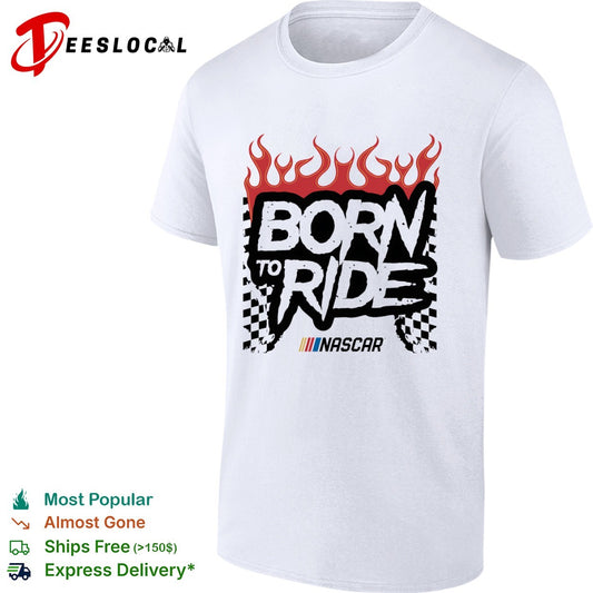 Born to Ride NASCAR Flames Checkered Flag shirt