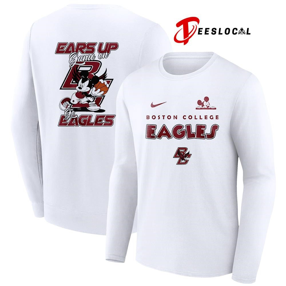 Boston College Eagles x Mickey Mouse ears up game on shirt