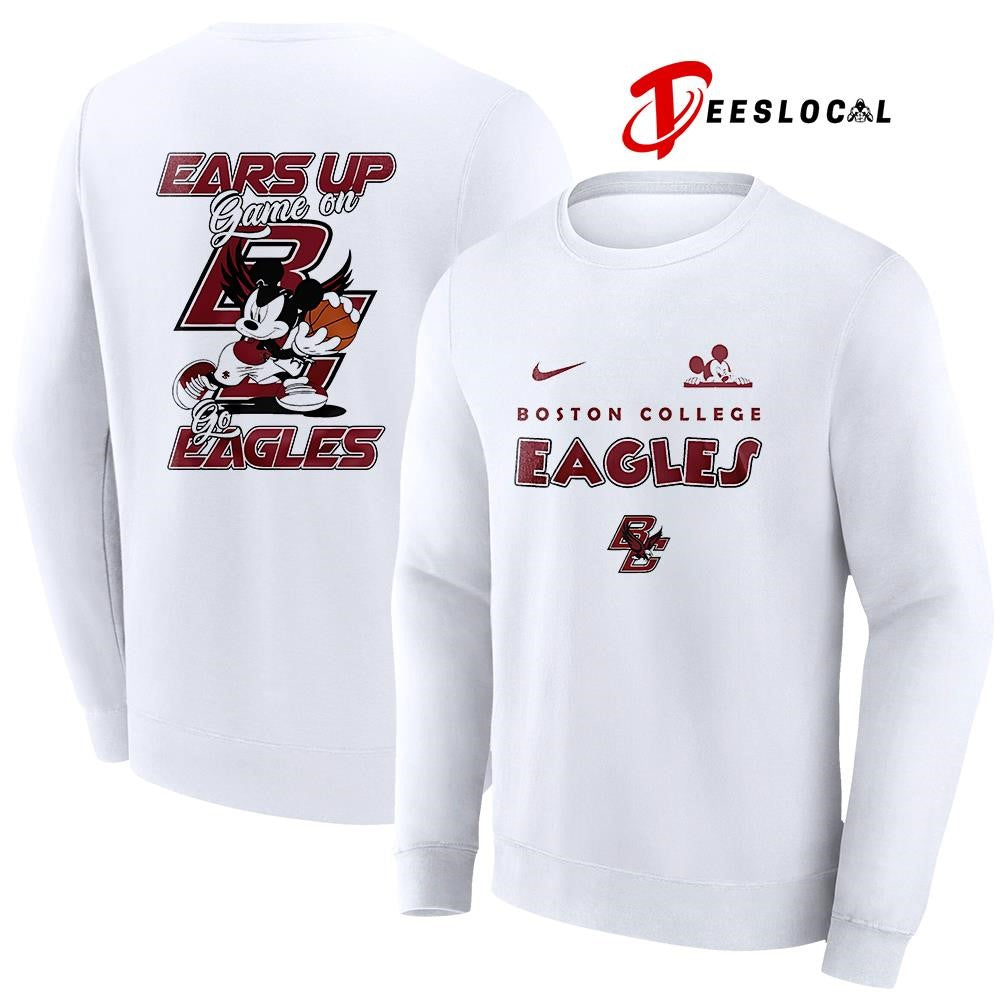 Boston College Eagles x Mickey Mouse ears up game on shirt