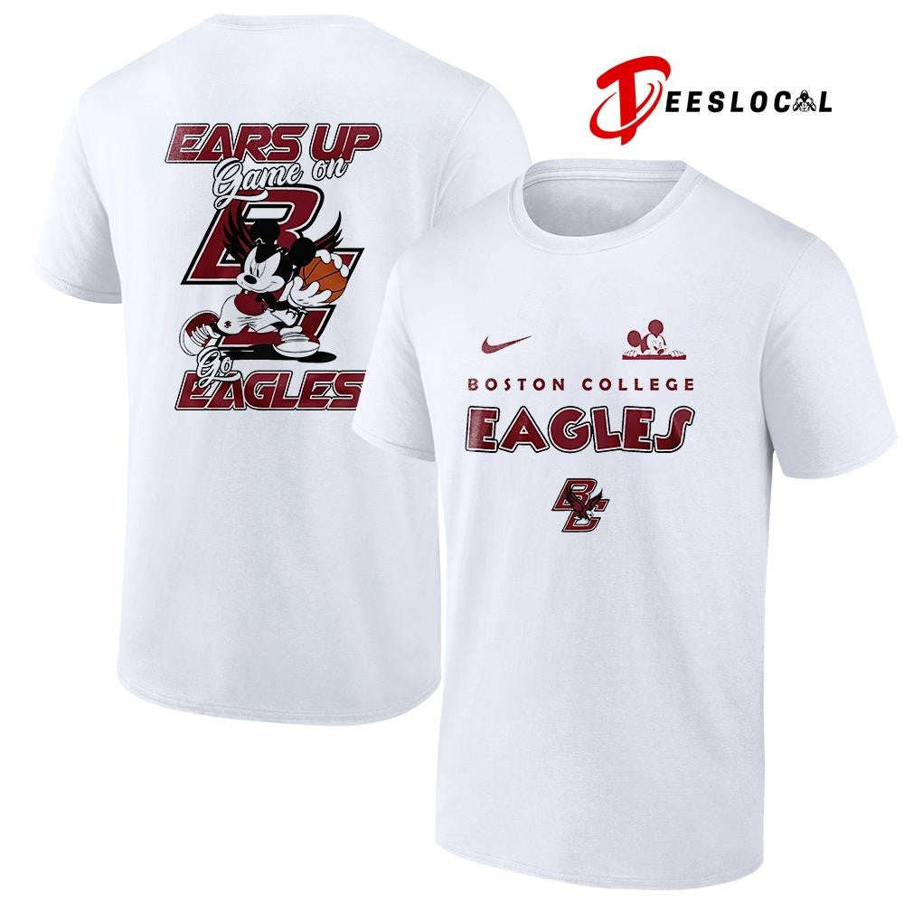 Boston College Eagles x Mickey Mouse ears up game on shirt