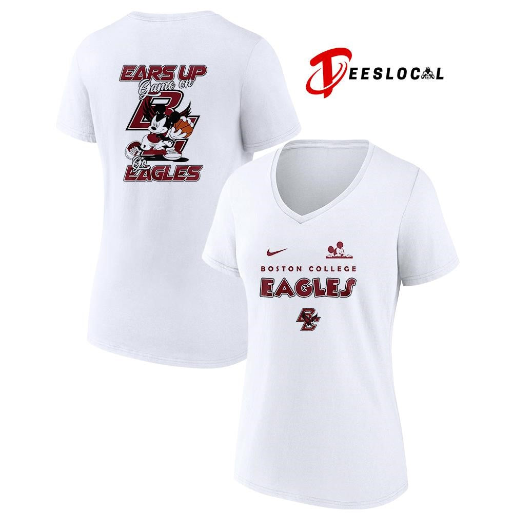 Boston College Eagles x Mickey Mouse ears up game on shirt