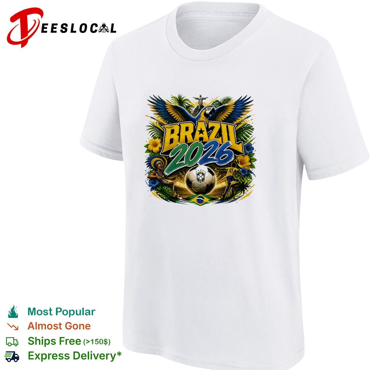Brazil 2026 FIFA World Cup colorful rooster soccer fan tropical shirt