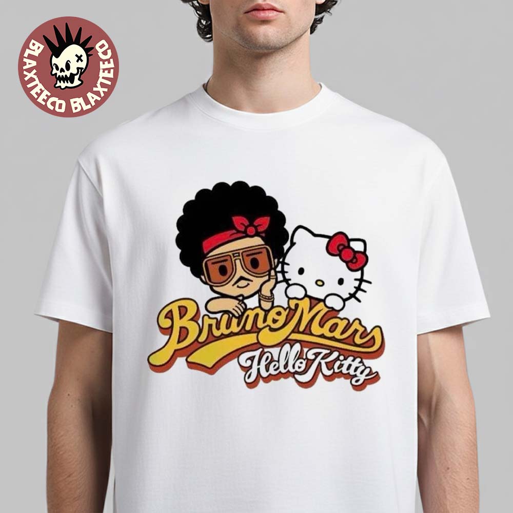 Bruno Mars X Hello Kitty Collaboration Japan 2024 White T-Shirt