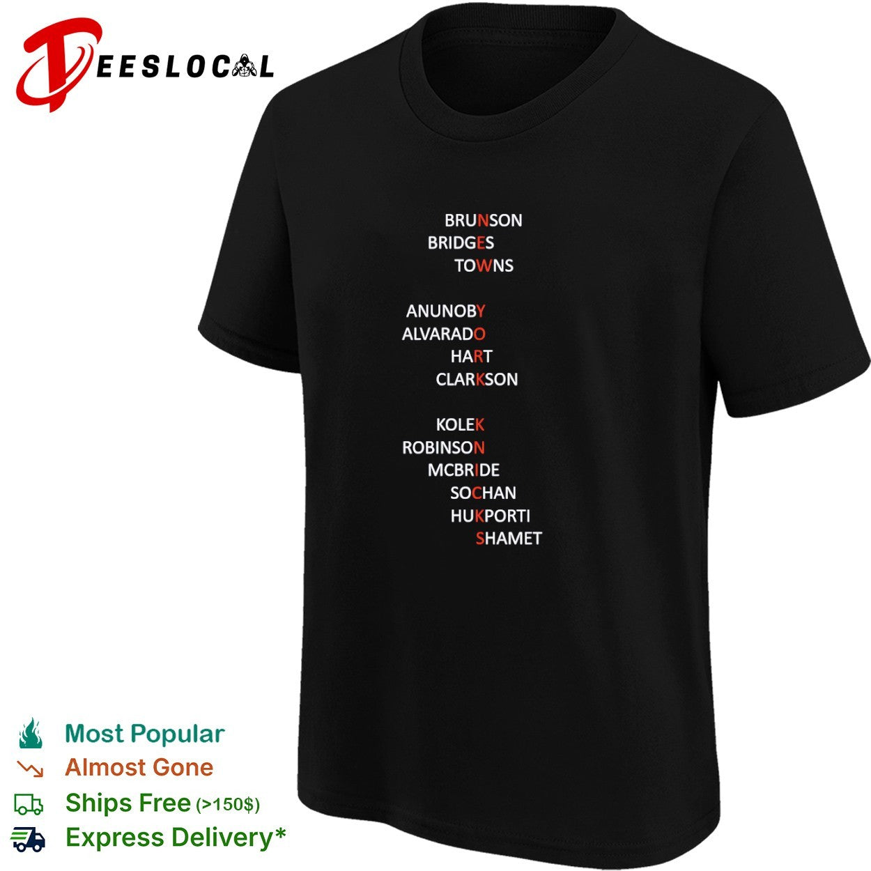 Brunson Bridges Towns Anunoby Alvarado Hart Clarkson Kole Robinson Mcbride Knicks shirt