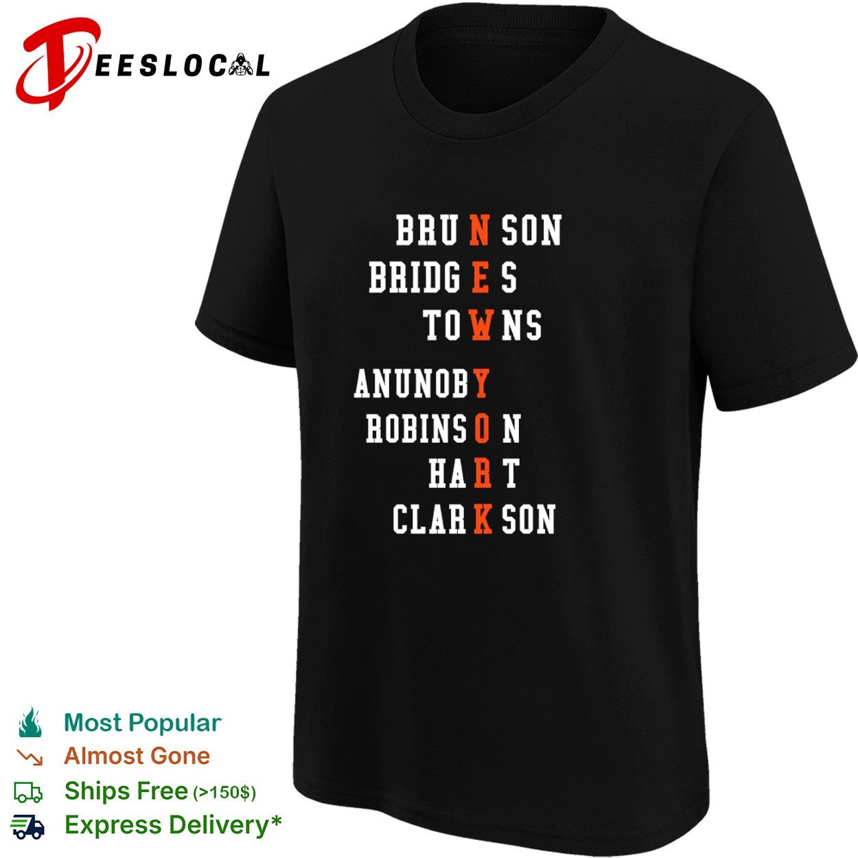 Brunson Bridges Towns Anunoby Robinson Hart Clarkson New York Knicks NBA shirt