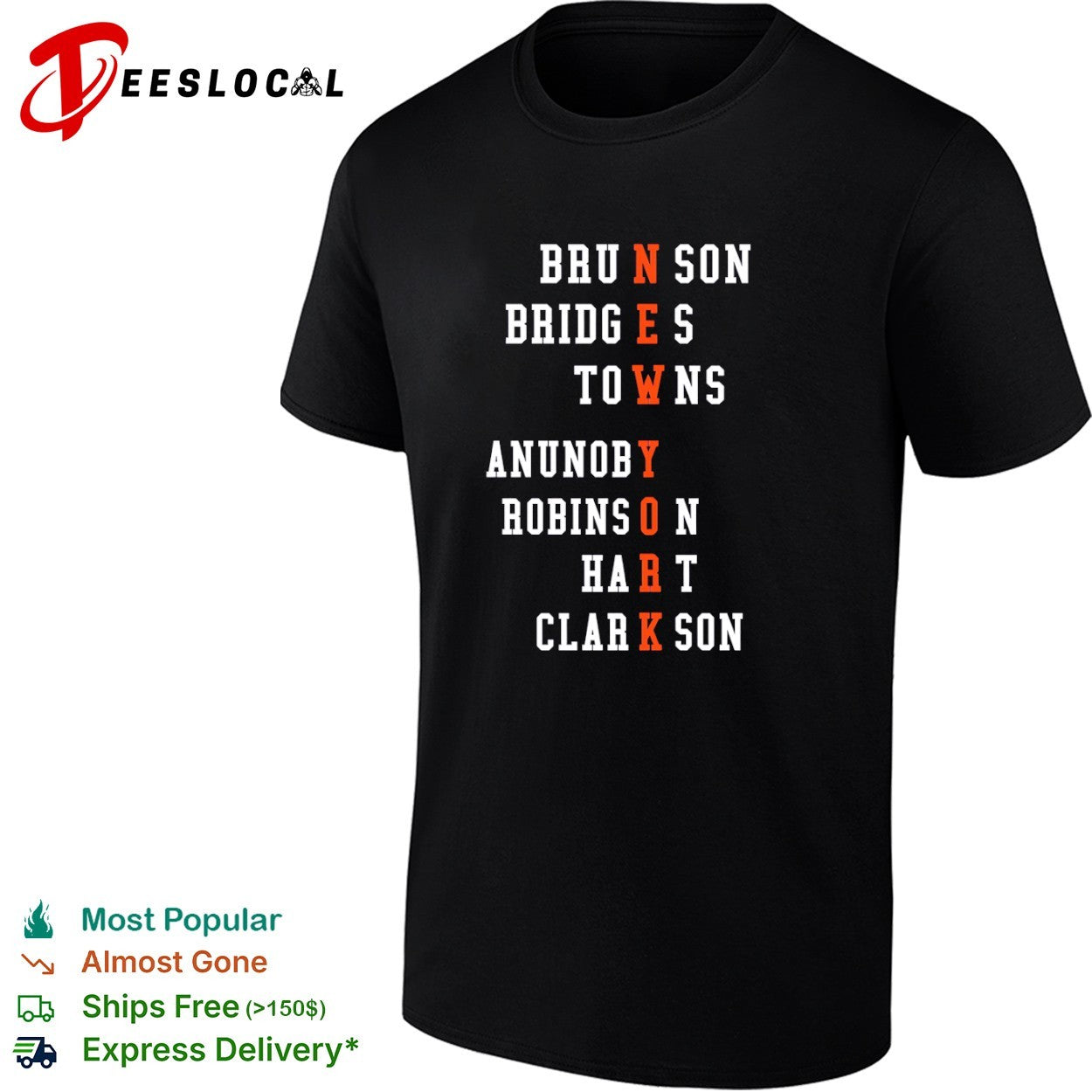 Brunson Bridges Towns Anunoby Robinson Hart Clarkson New York Knicks NBA shirt