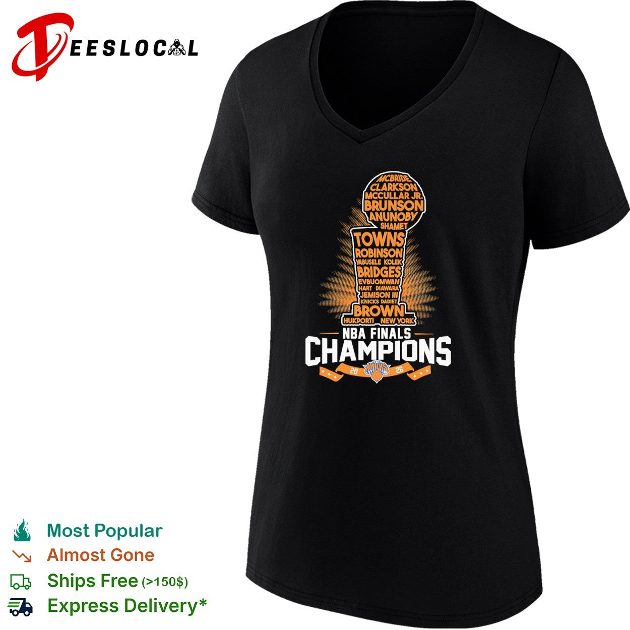Brunson Towns New York Knicks 2026 NBA Finals Champions Roster Names List shirt