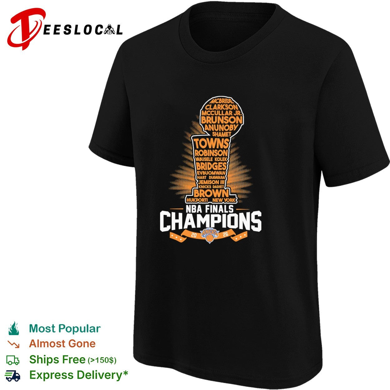 Brunson Towns New York Knicks 2026 NBA Finals Champions Roster Names List shirt
