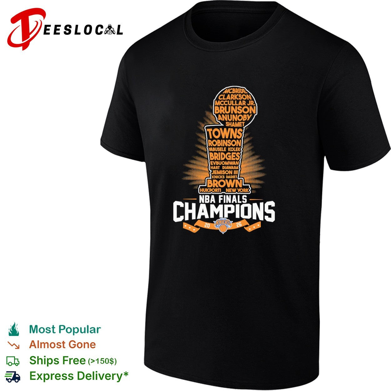 Brunson Towns New York Knicks 2026 NBA Finals Champions Roster Names List shirt