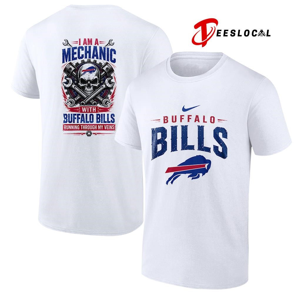 Buffalo Bills I am a mechanic running through my veins skeleton shirt