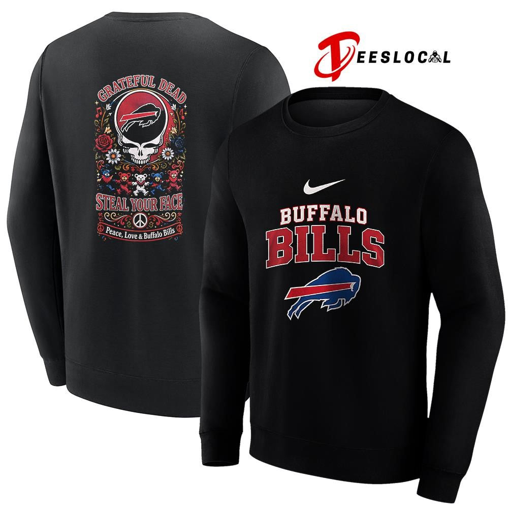 Buffalo Bills x Grateful Dead steal your face peace love logo shirt