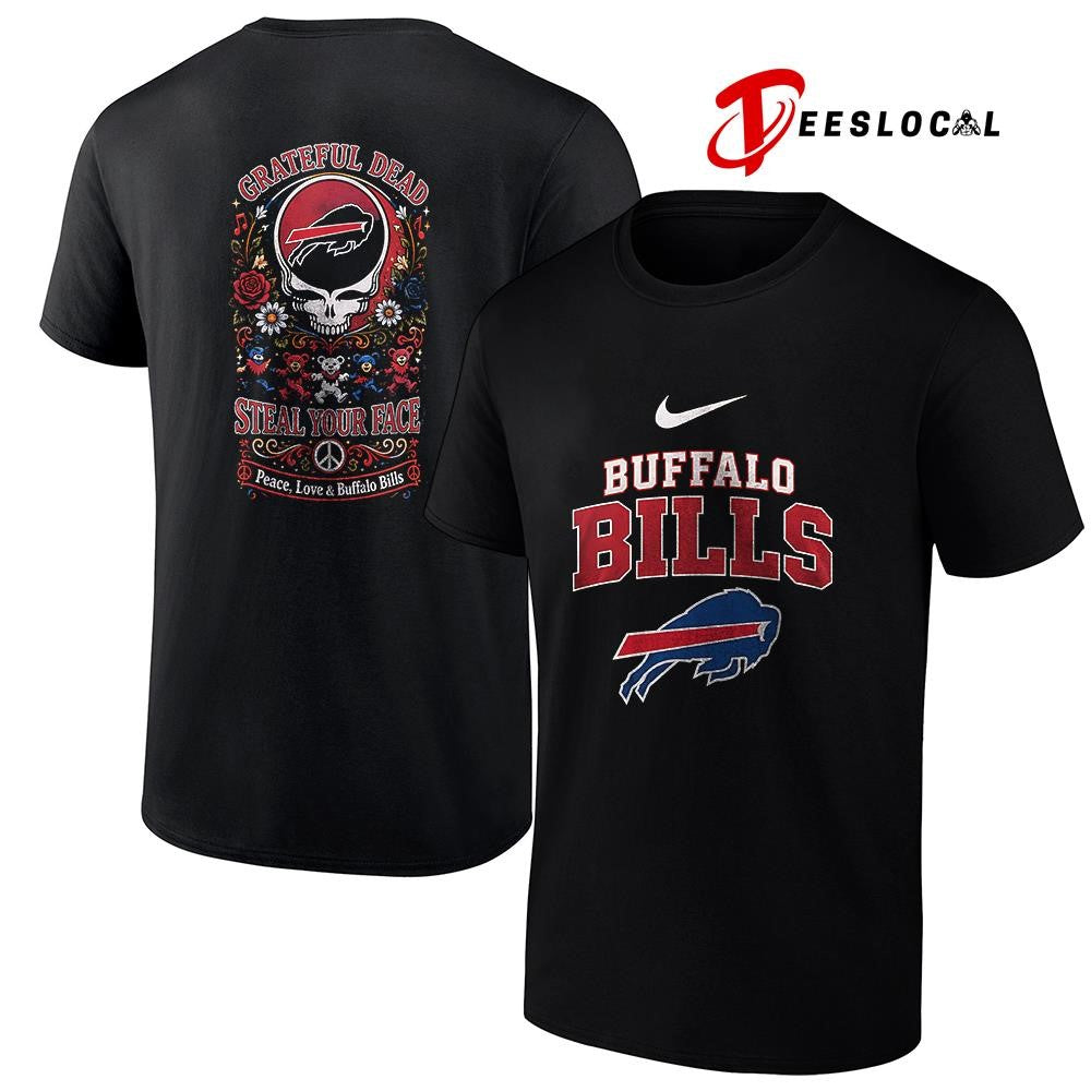 Buffalo Bills x Grateful Dead steal your face peace love logo shirt