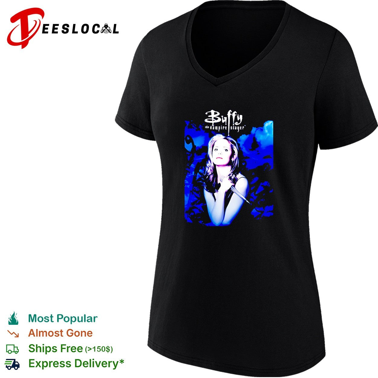 Buffy the Vampire Slayer TV show portrait blue vintage shirt