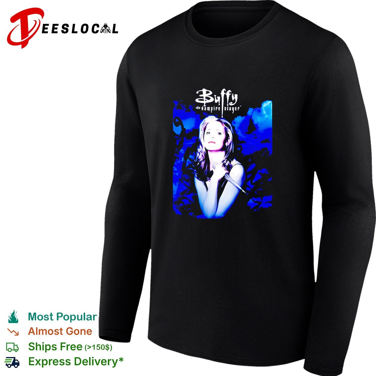 Buffy the Vampire Slayer TV show portrait blue vintage shirt