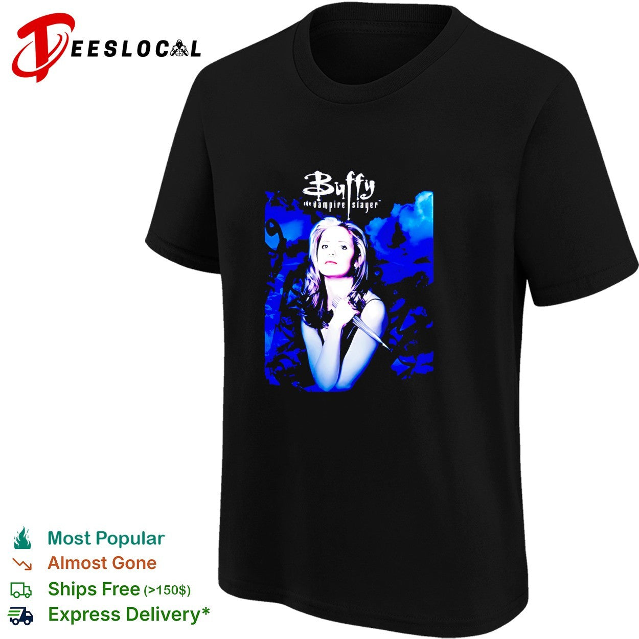 Buffy the Vampire Slayer TV show portrait blue vintage shirt