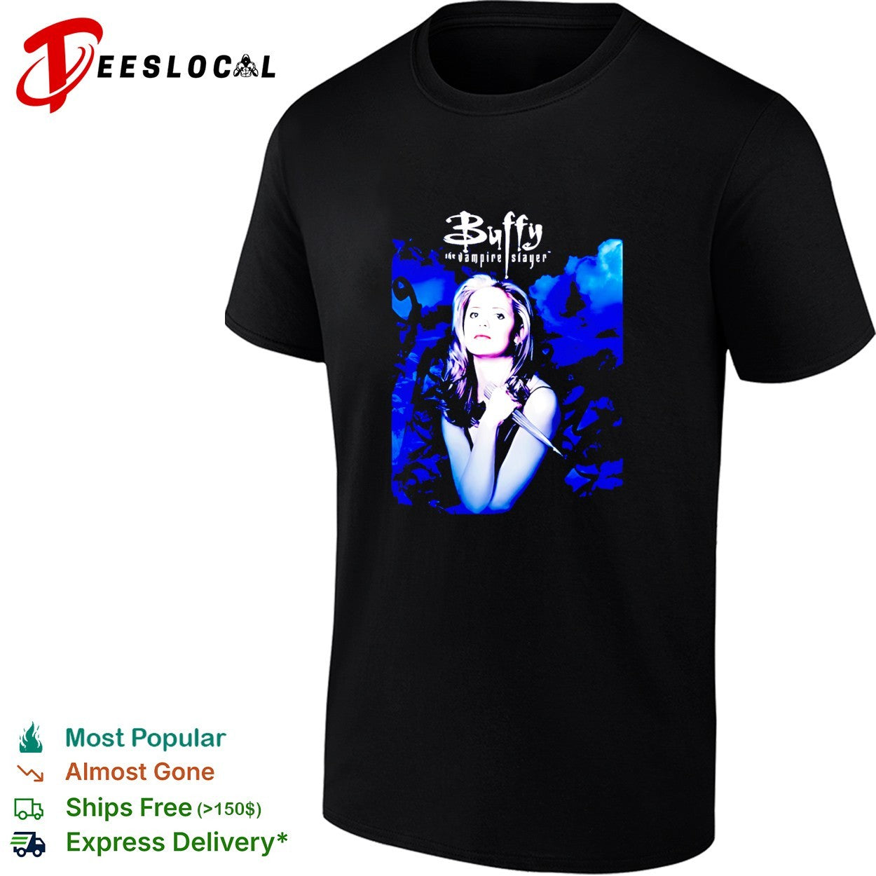 Buffy the Vampire Slayer TV show portrait blue vintage shirt