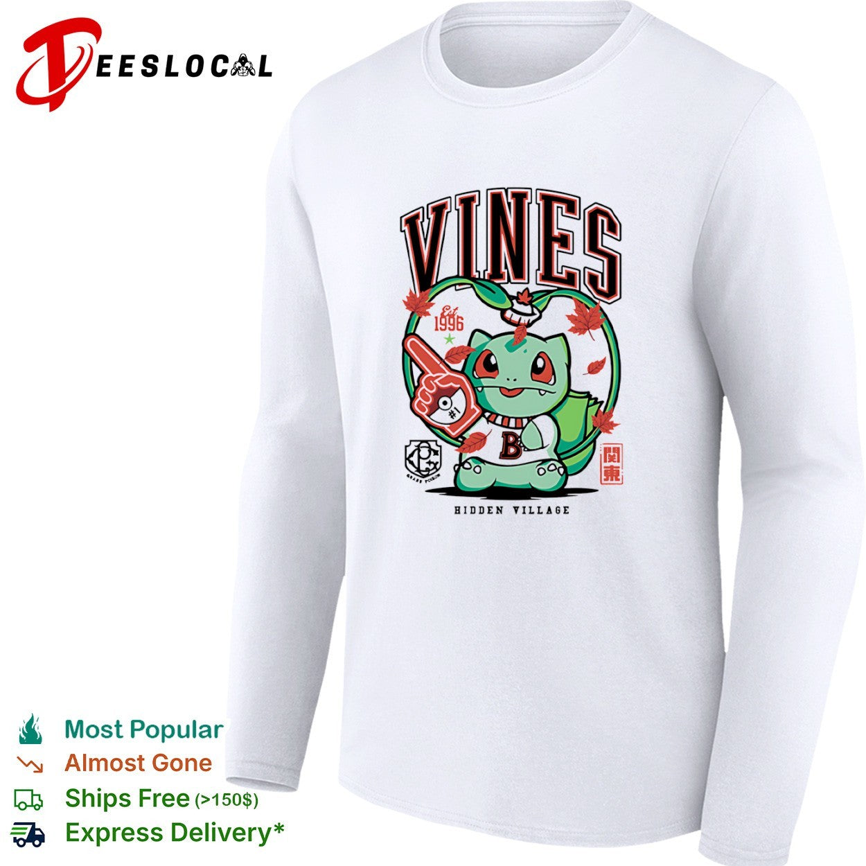 Bulbasaur Pokemon Vines Hidden Village Est 1996 Grass Poison Kanto shirt