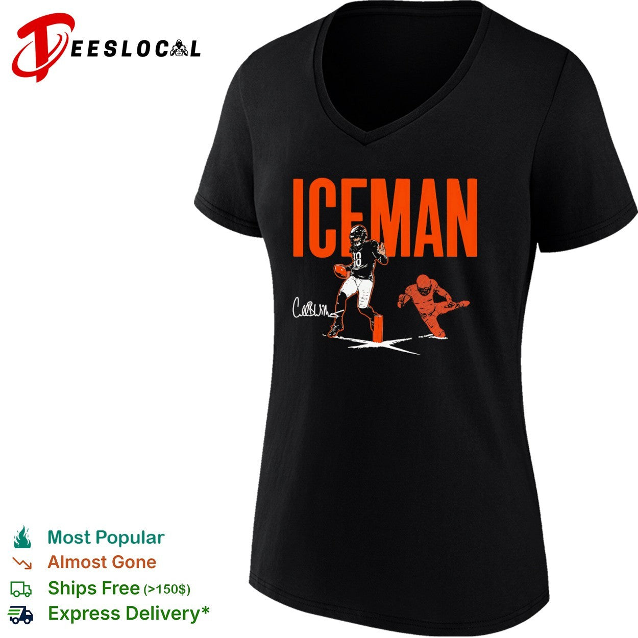 Caleb Williams Chicago Bears NFL Iceman parody signature shirt