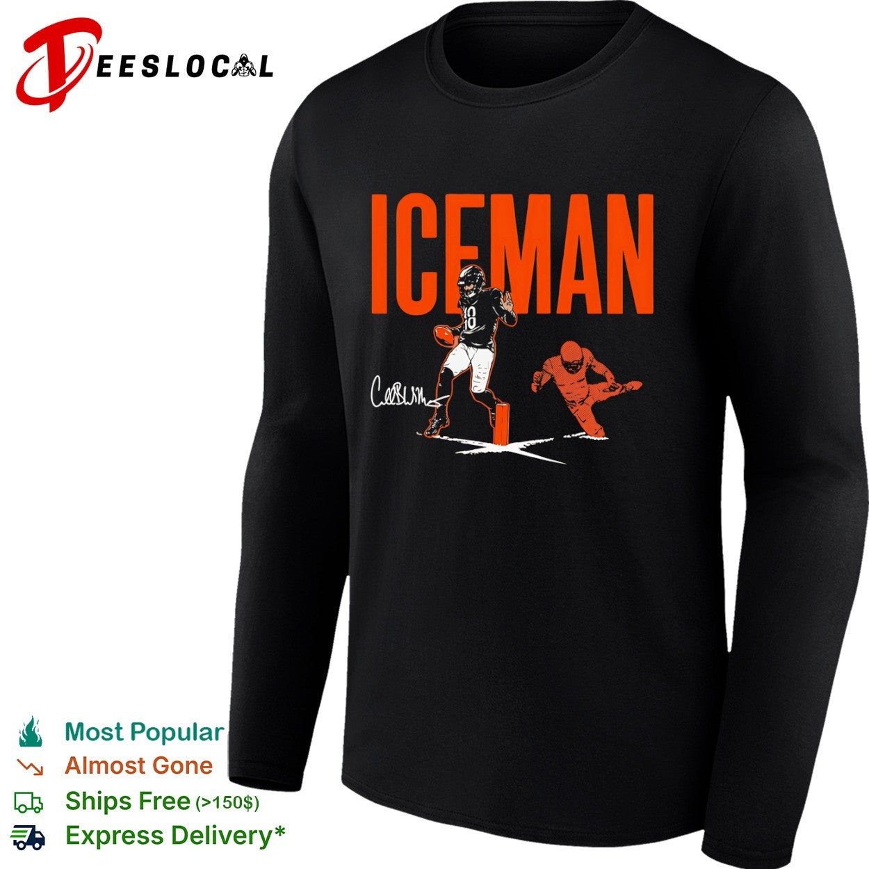 Caleb Williams Chicago Bears NFL Iceman parody signature shirt