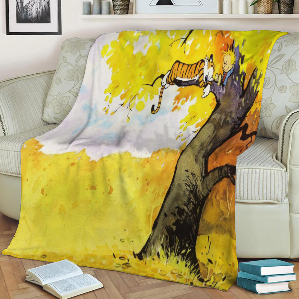 Calvin and Hobbes Nap Fleece Throw Blanket