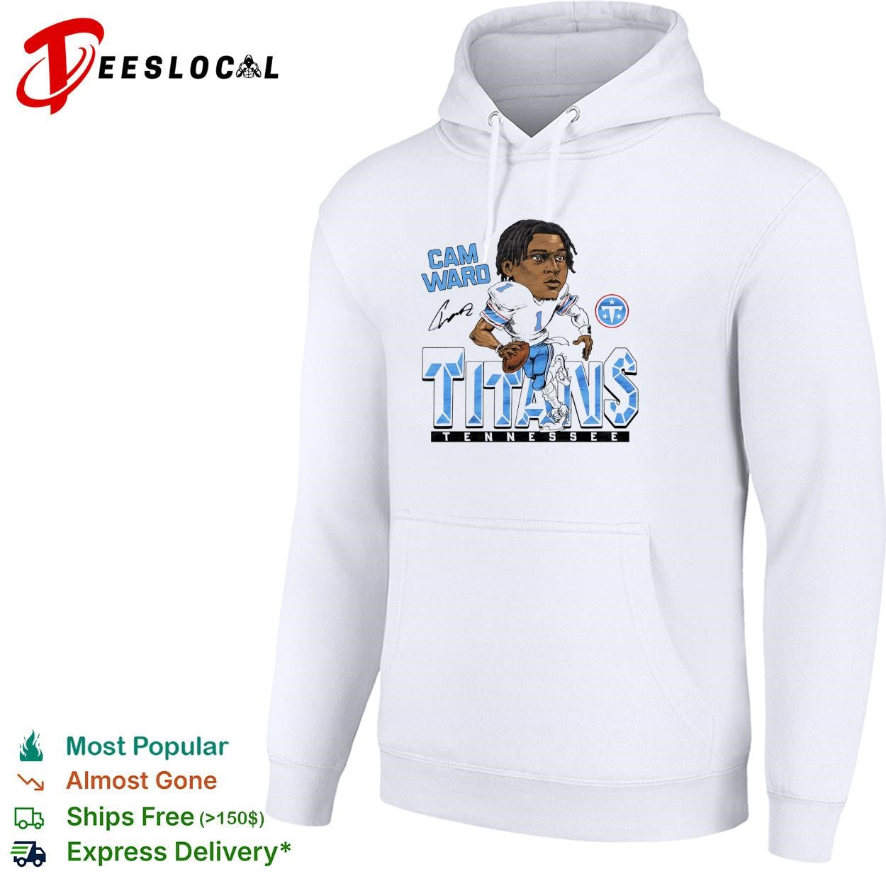 Cam Ward Tennessee Titans NFL quarterback caricature graphic shirt