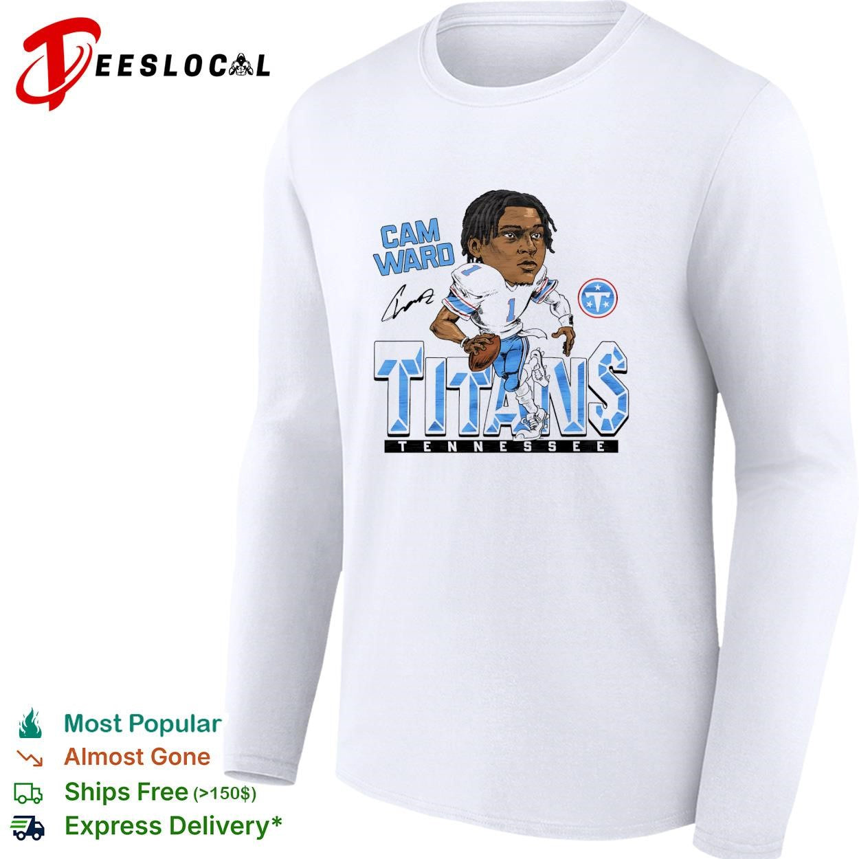 Cam Ward Tennessee Titans NFL quarterback caricature graphic shirt