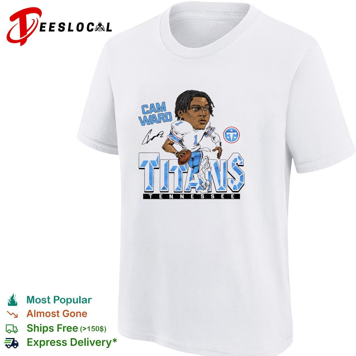 Cam Ward Tennessee Titans NFL quarterback caricature graphic shirt