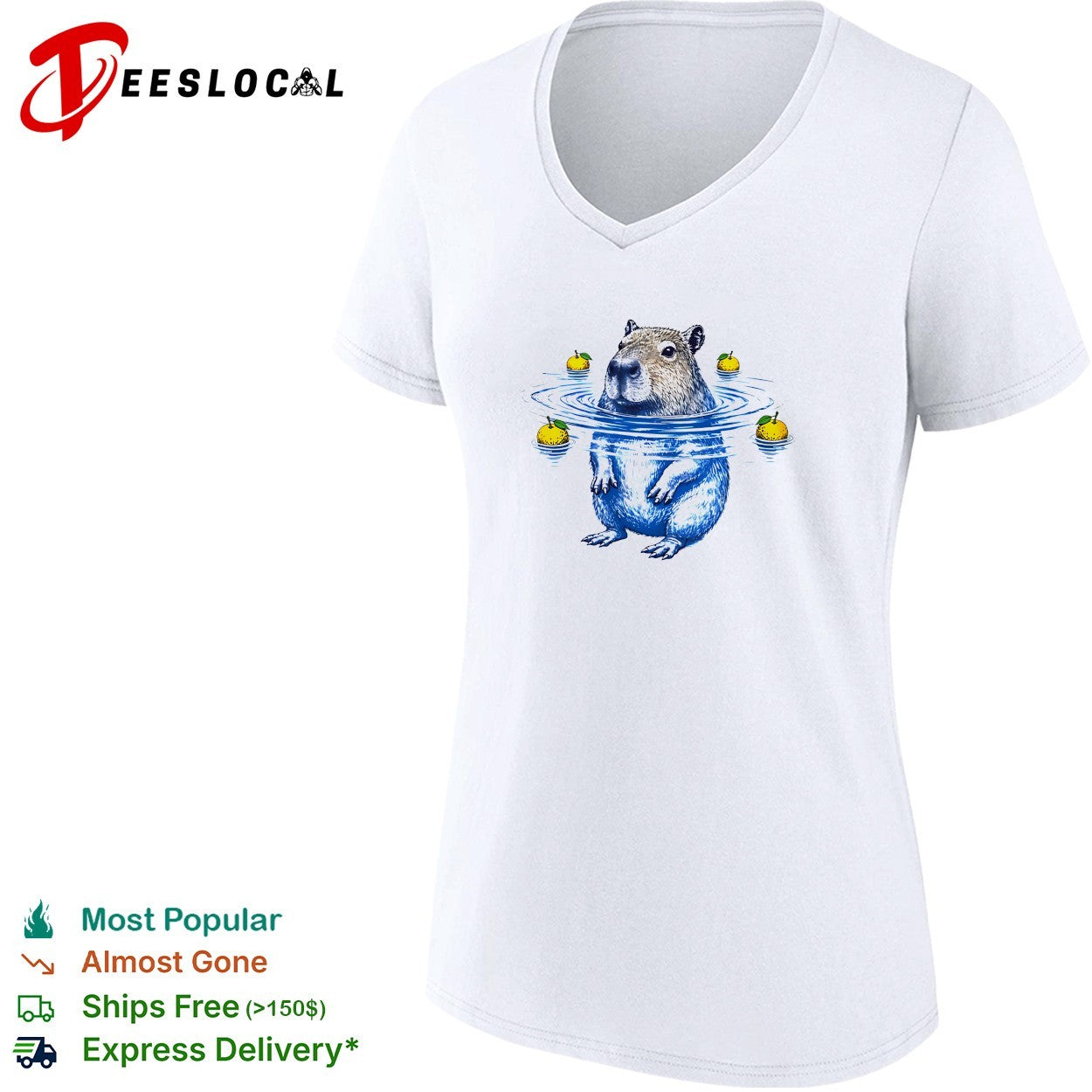 Capybara with yuzu fruit hot spring bathing illustration relaxing animal shirt