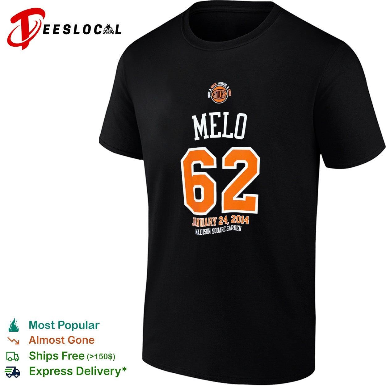 Carmelo Anthony 62 New York Knicks January 24 2014 shirt