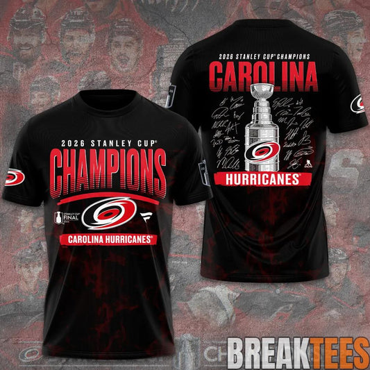 Carolina Hurricanes 2026 Stanley Cup Champions Black Limited Edition 3D T-Shirt