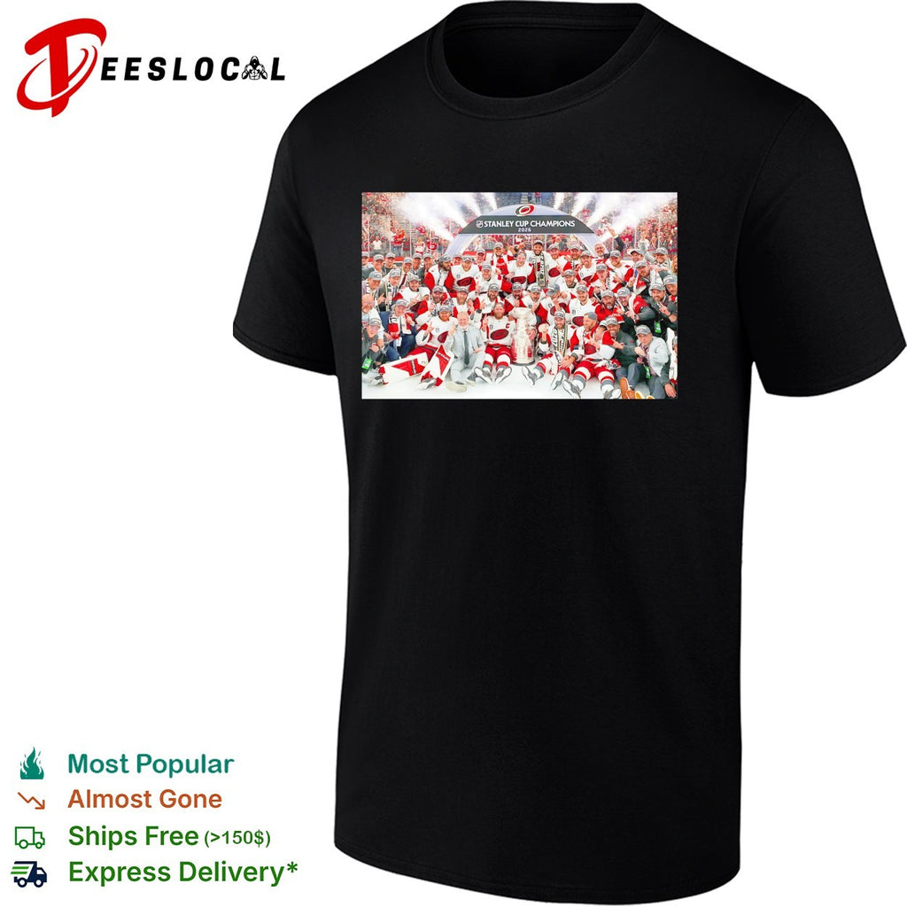 Carolina Hurricanes 2026 Stanley Cup Champions full team victory group photo celebration shirt