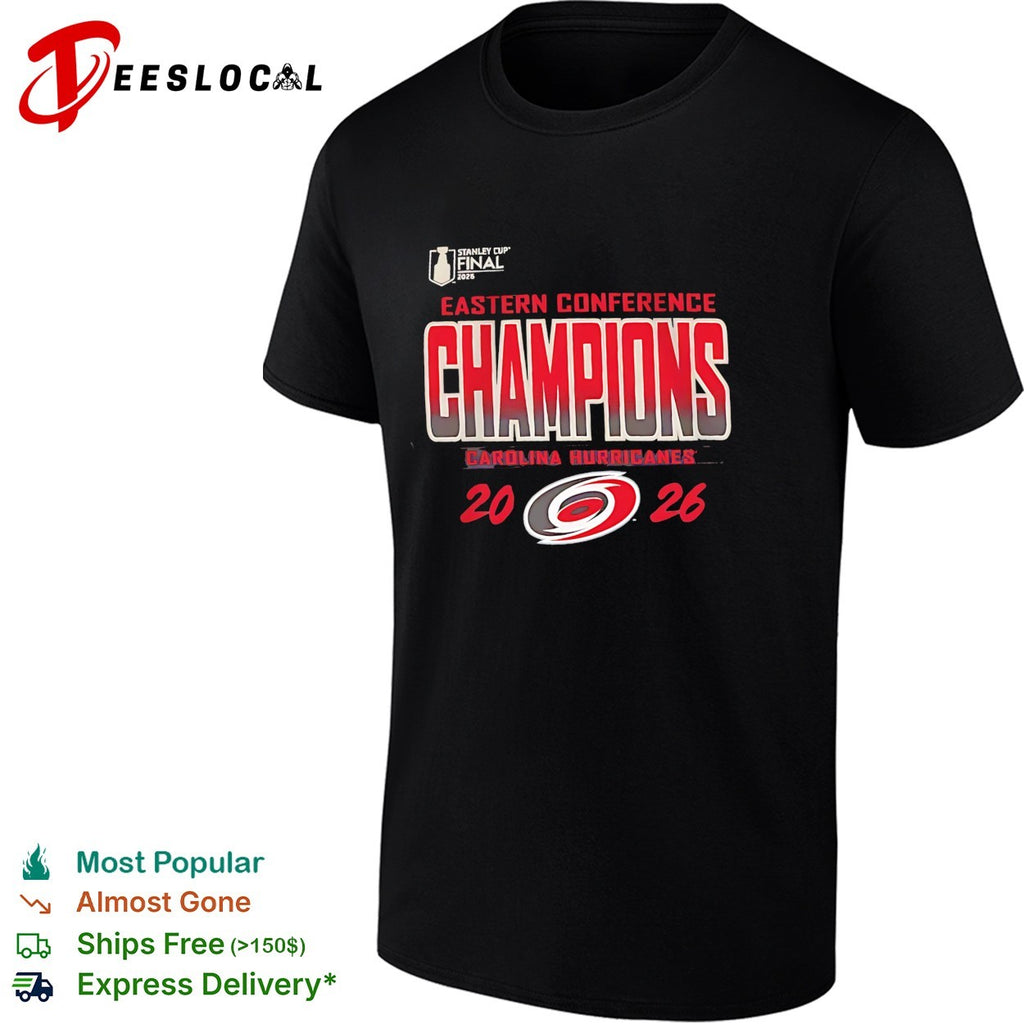 Carolina Hurricanes Eastern Conference Champs 2026 NHL Final bold fan text shirt