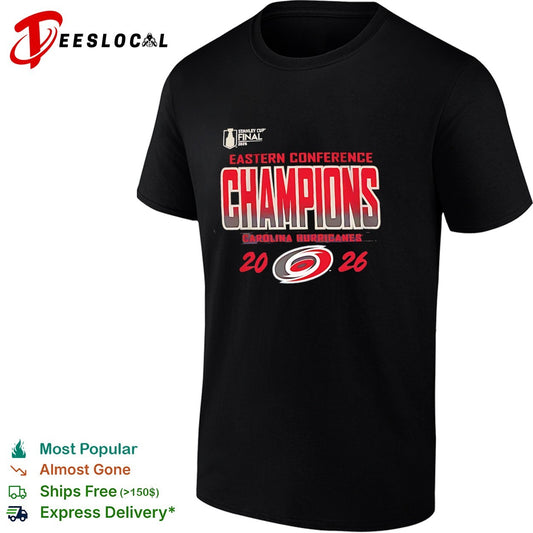 Carolina Hurricanes Eastern Conference Champs 2026 NHL Final bold fan text shirt