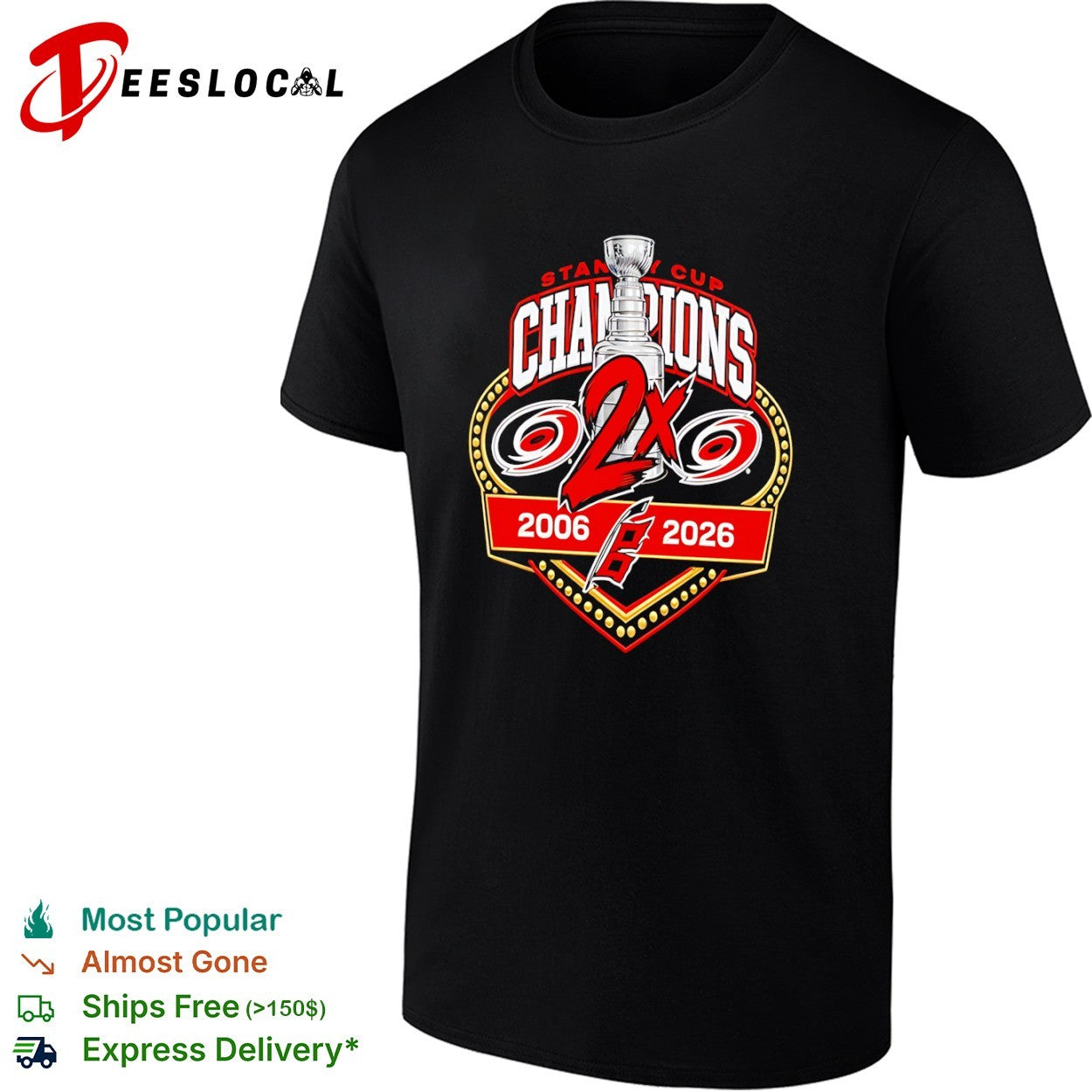 Carolina Hurricanes Stanley Cup Champions 2x 2006 2026 NHL Hockey Fan shirt