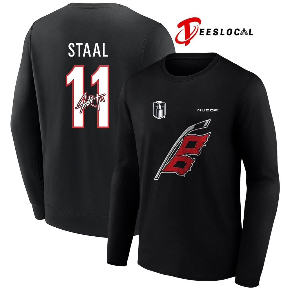 Carolina Hurricanes Stanley Cup MVP Jordan Staal name and number signature shirt