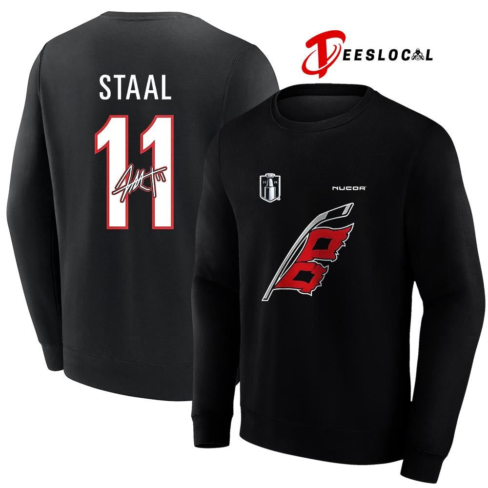 Carolina Hurricanes Stanley Cup MVP Jordan Staal name and number signature shirt