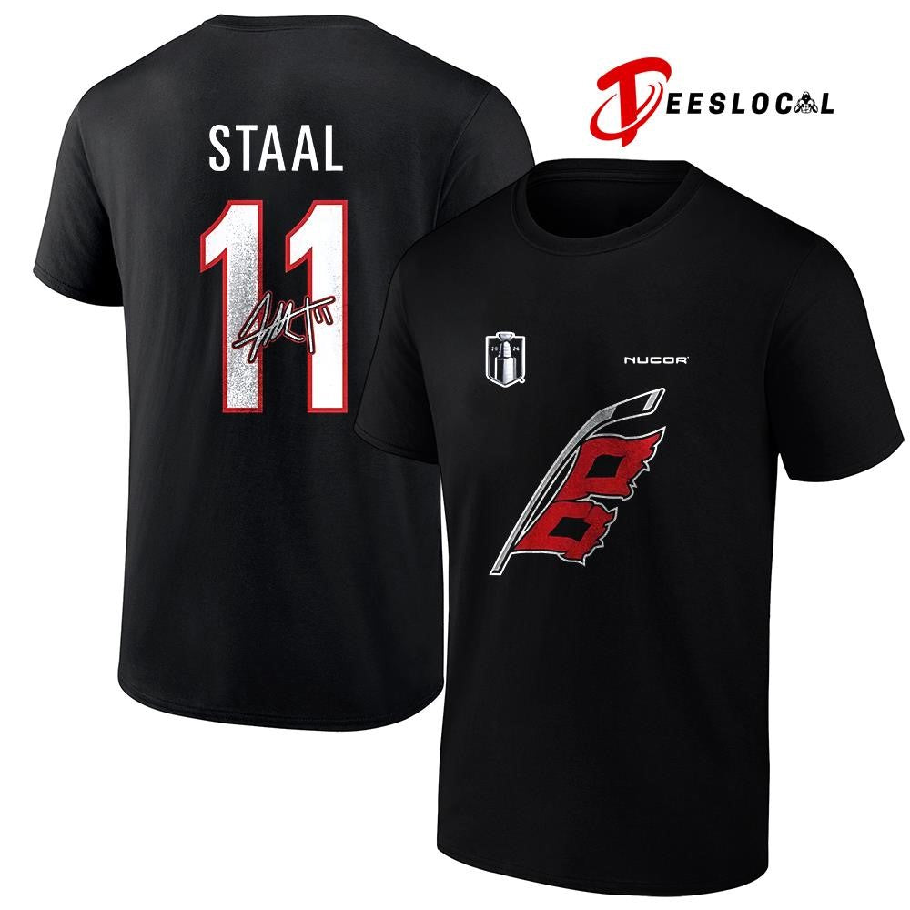Carolina Hurricanes Stanley Cup MVP Jordan Staal name and number signature shirt
