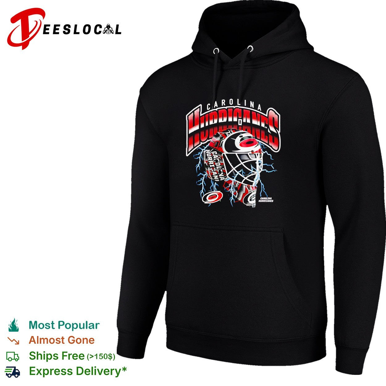 Carolina Hurricanes goalie mask lightning bolt arena 2026 champions bold art shirt