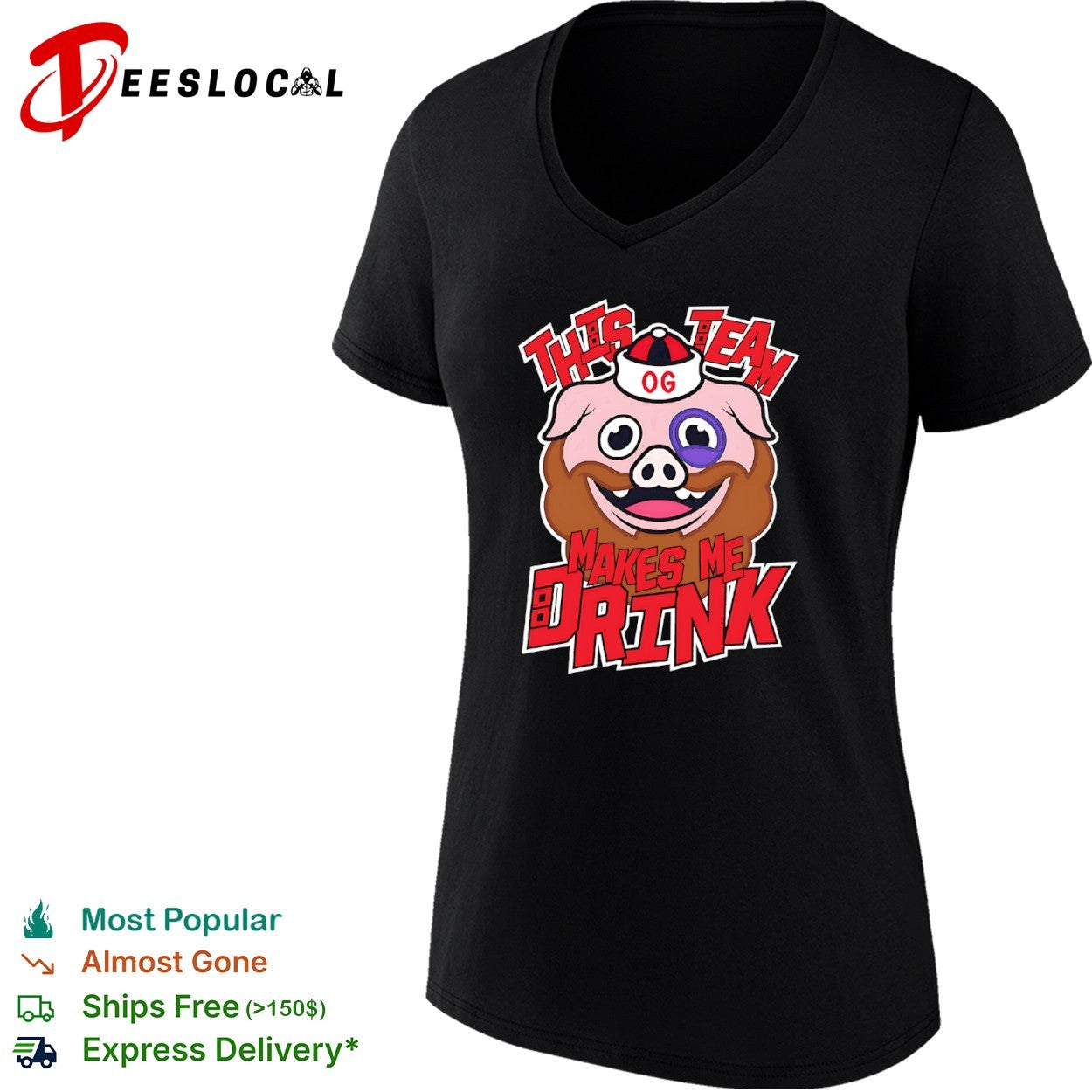 Carolina Hurricanes ice hog This Team Makes Me Drink shirt