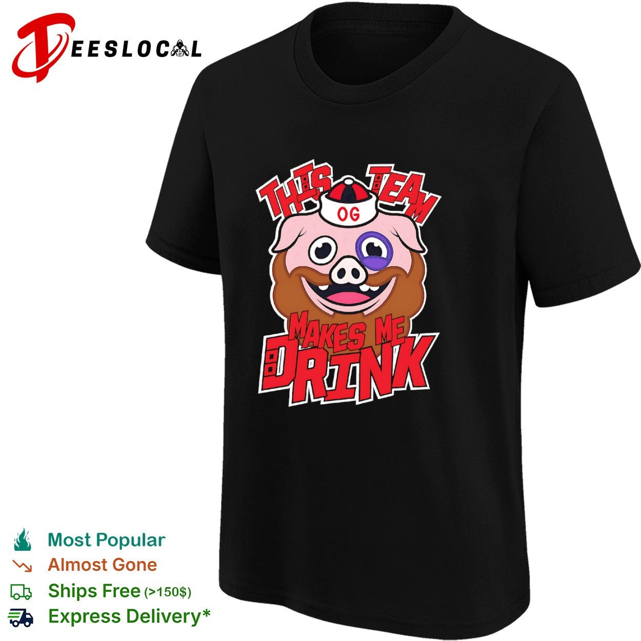 Carolina Hurricanes ice hog This Team Makes Me Drink shirt