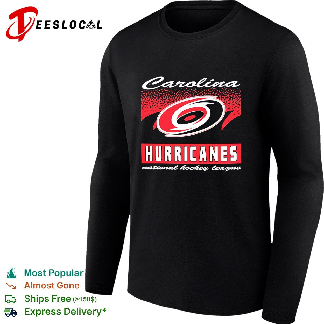Carolina Hurricanes script logo hockey badge shirt