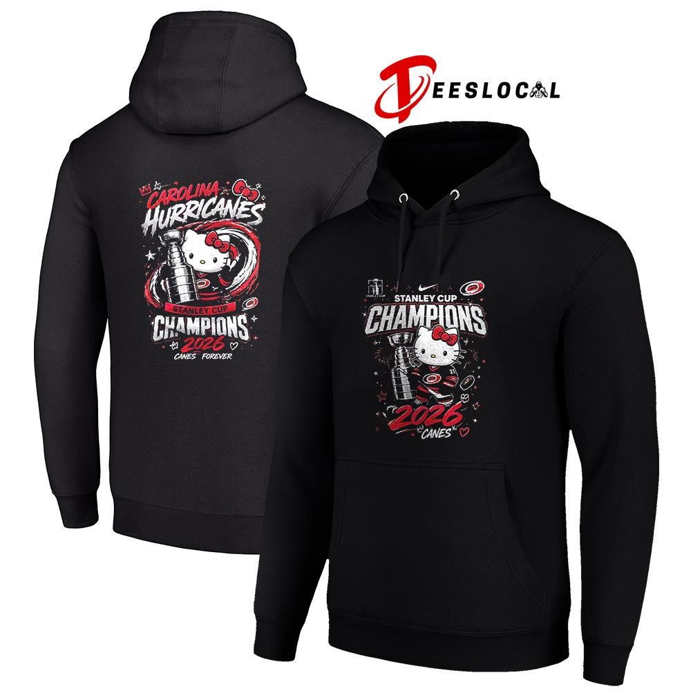 Carolina Hurricanes x Hello Kitty Stanley Cup champions trophy graphic shirt