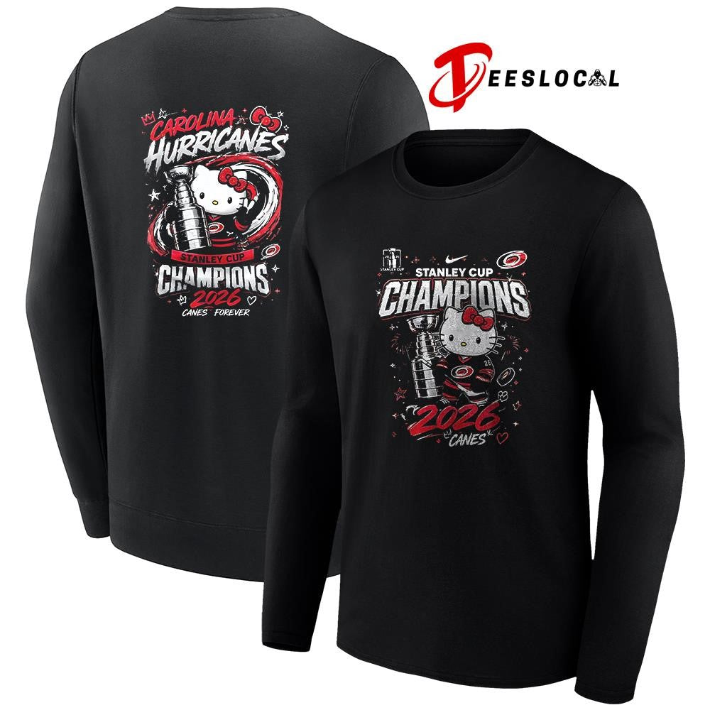 Carolina Hurricanes x Hello Kitty Stanley Cup champions trophy graphic shirt