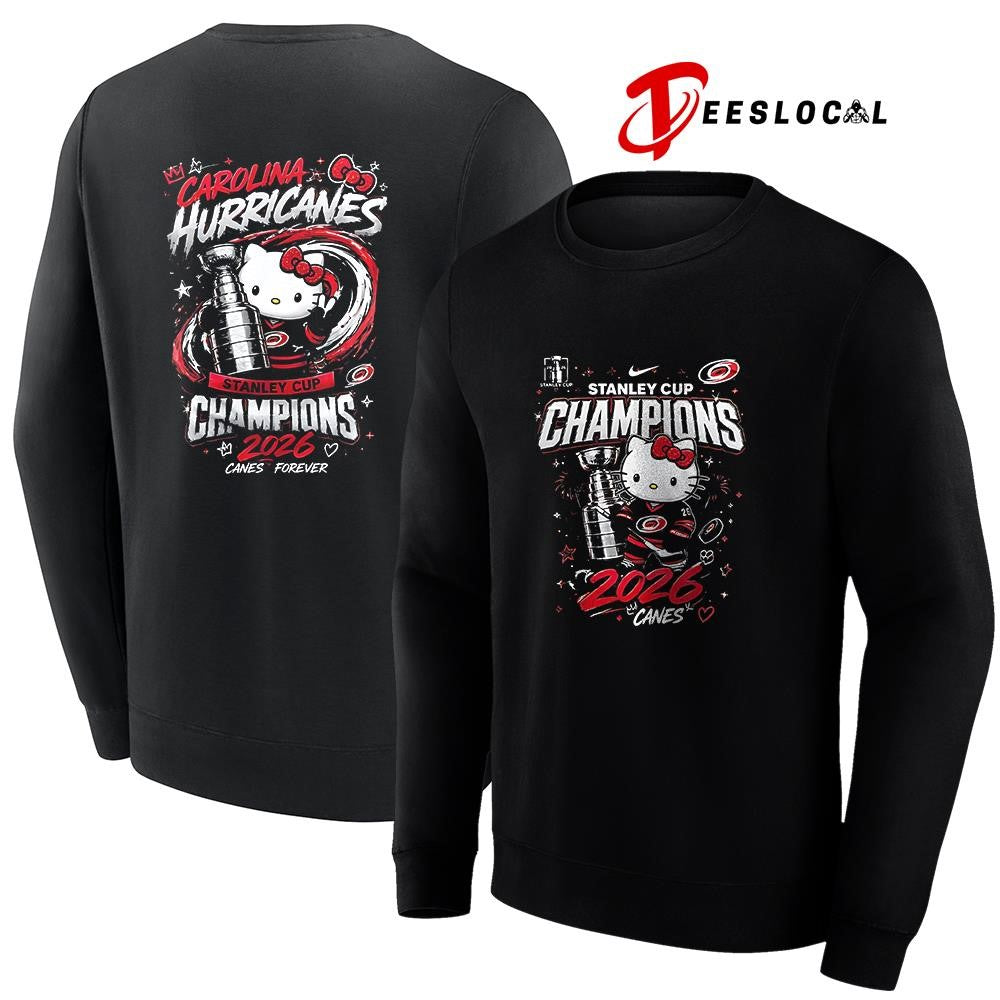 Carolina Hurricanes x Hello Kitty Stanley Cup champions trophy graphic shirt