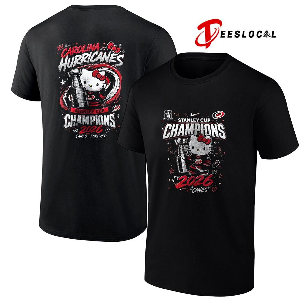 Carolina Hurricanes x Hello Kitty Stanley Cup champions trophy graphic shirt