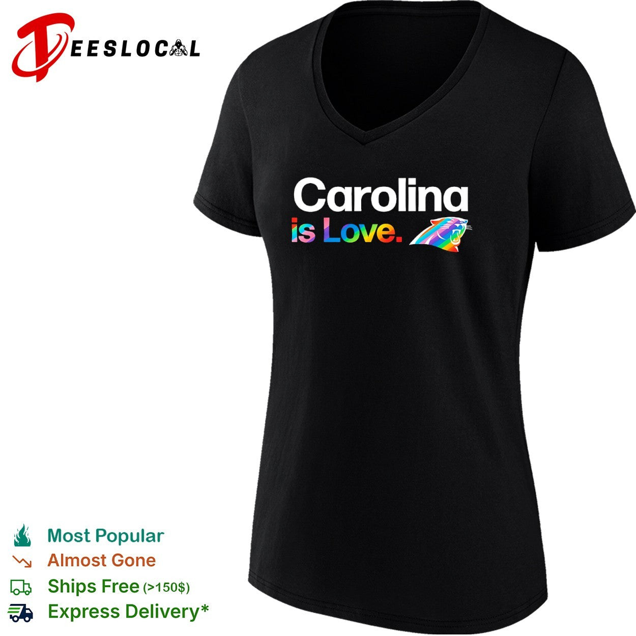 Carolina is Love Carolina Panthers Rainbow Pride NFL Logo shirt
