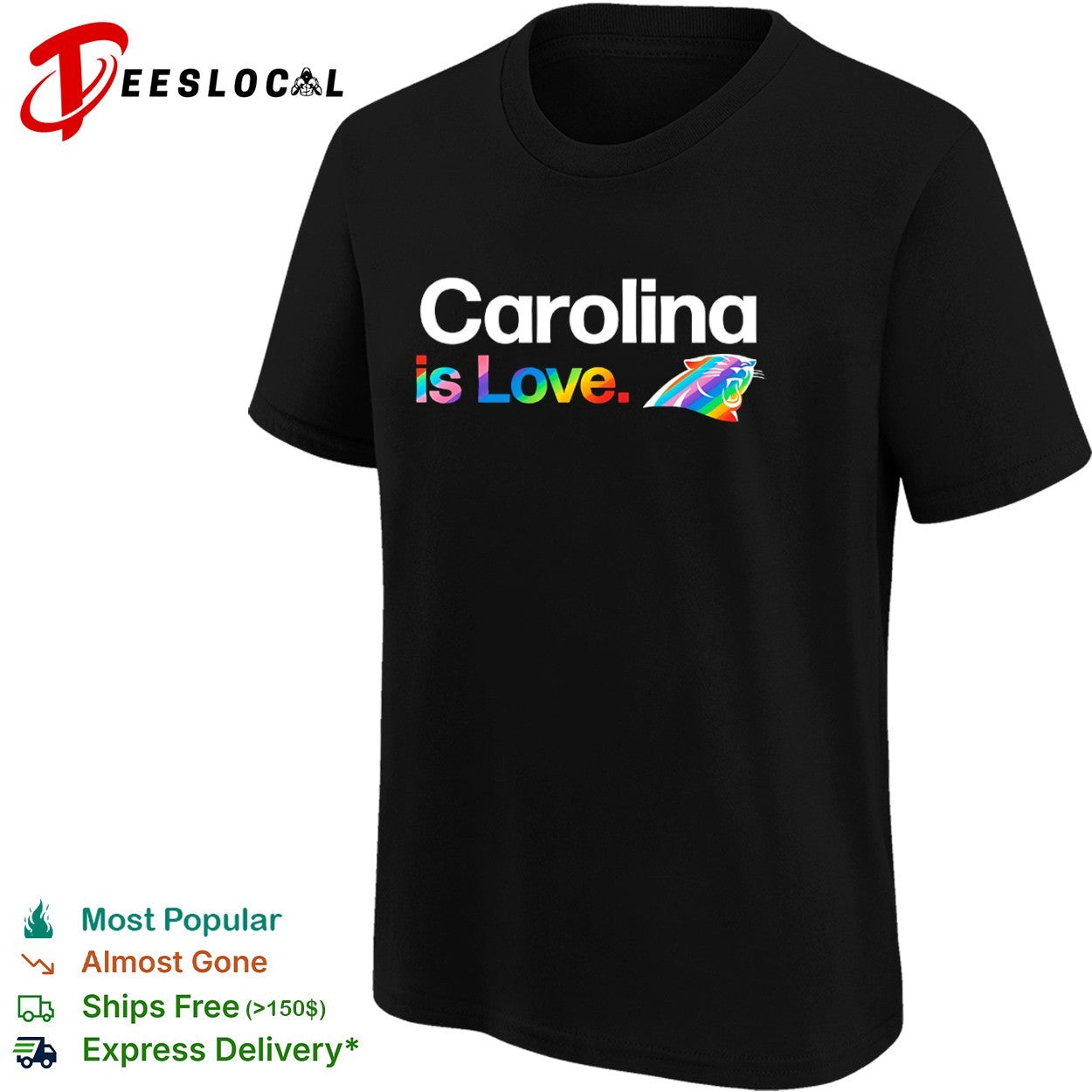 Carolina is Love Carolina Panthers Rainbow Pride NFL Logo shirt